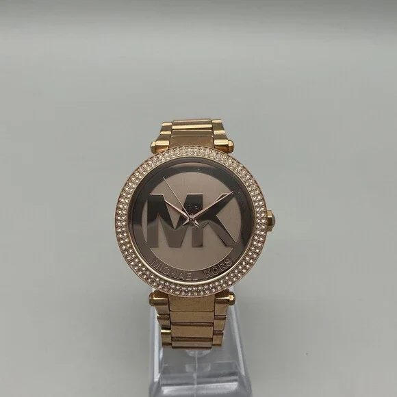 Michael Kors Parker Womens Watch 39mm Rose Gold Tone Crystals New Battery 7" - Picture 2 of 14